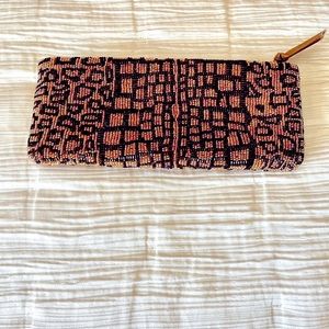 Neiman Marcus small beaded clutch. Bronze/Brown/Gold. NWOT, Never Used!